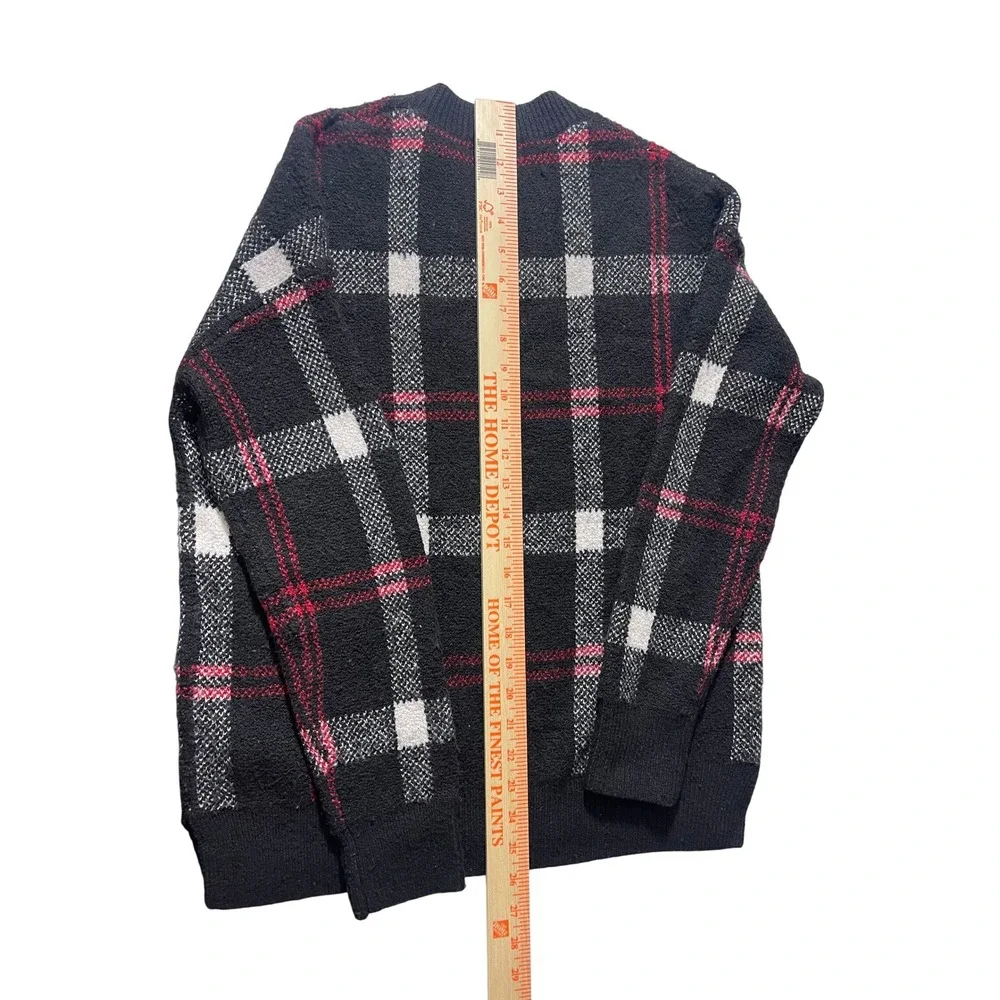 Christian Siriano New York Plaid Sweater Black Red White Medium‎ M